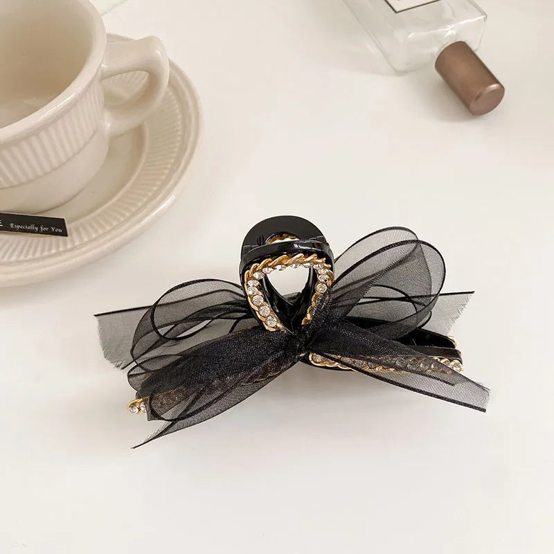 Korean Style Women's Bowknot Pattern Rhinestone Hair Claw Accessories For Party