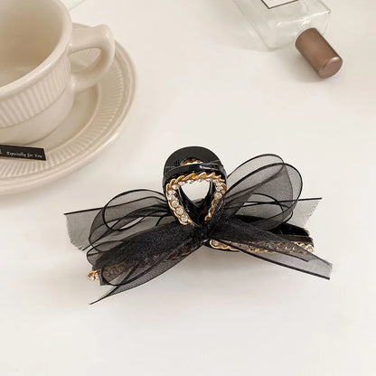 Korean Style Women's Bowknot Pattern Rhinestone Hair Claw Accessories For Party