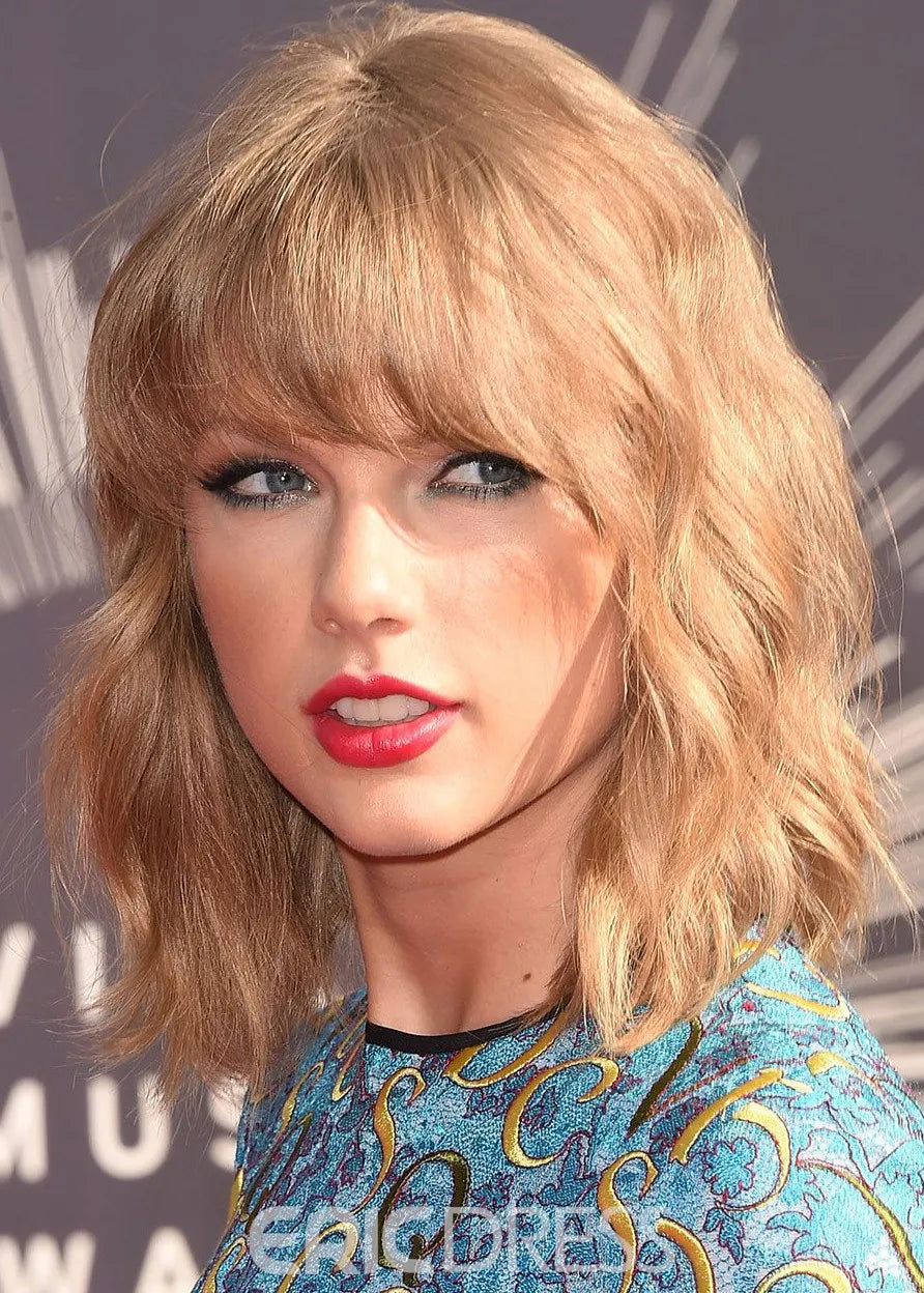 Middle-Length Curly Hairstyle Synthetic Hair Lace Front Wigs 14 Inches