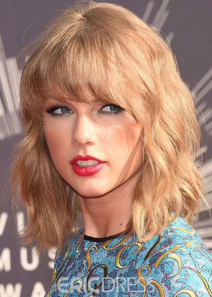 Middle-Length Curly Hairstyle Synthetic Hair Lace Front Wigs 14 Inches