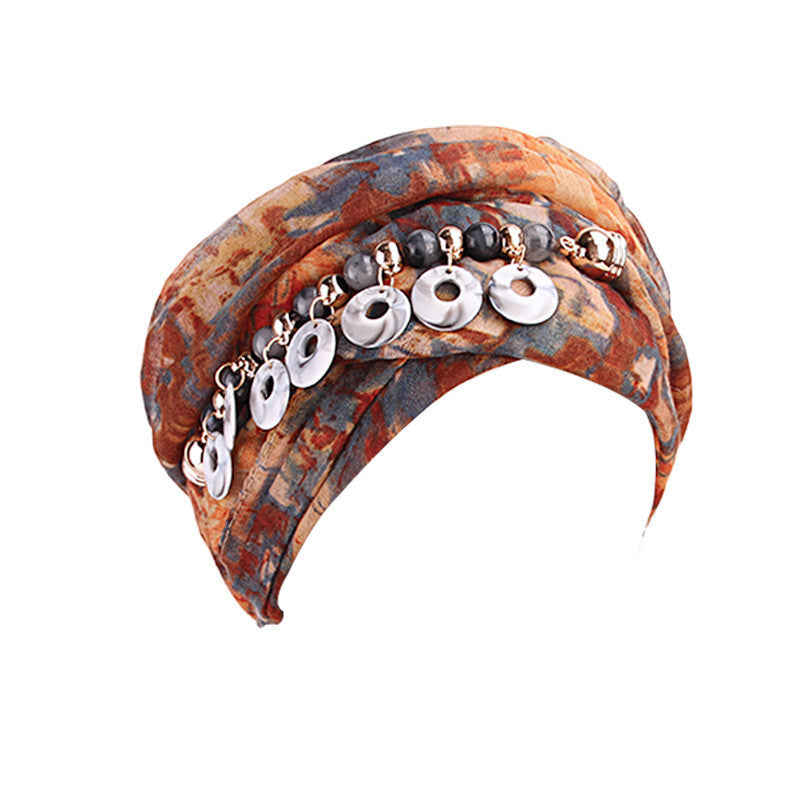 Customized Logo Bali Yarn Necklace Scarf, Ethnic Style Tie-Dye Headscarf Hat, Head Wrap Scarf Wj-22