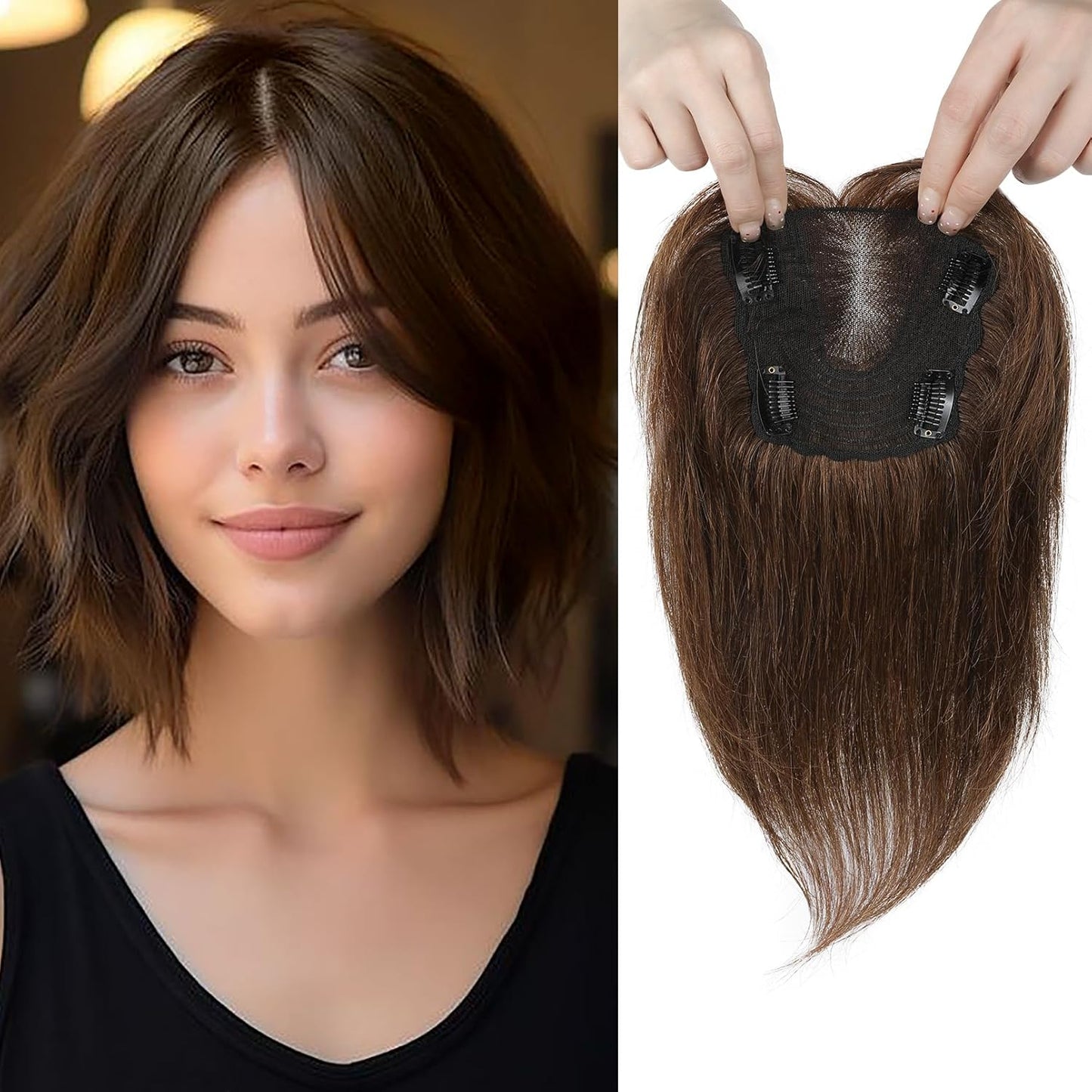 Real Human Hair Topper 10 inch Women Hair Toppers for Thinning Hair Light Grey Wigs