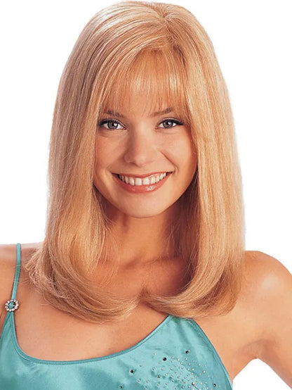 Custom Hand Tied 100% Human Hair Medium Straight Elegant 16 Inches Hair Wig