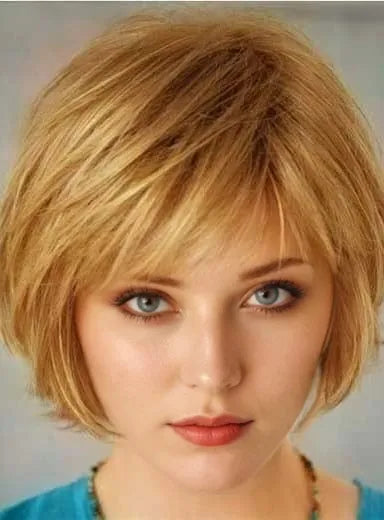 Lovely Short Straight Bob Hairstyle Capless Synthetic Wig 8 Inches