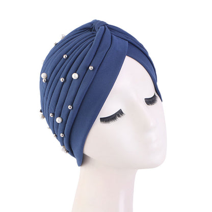 Amazon Solid Color Stretch Hood Headscarf Hat Starry Beads India Yoga Hat Chemotherapy Hat TJM-49
