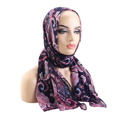 Spring and Autumn New European and American Trendy Paisley Floral Voile Headscarf Wrap Jdwj-24G