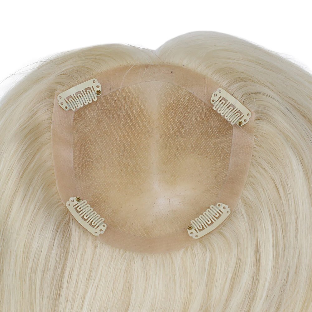 Hair Topper Real Human Hair 5"*5" Base Platinum Blonde