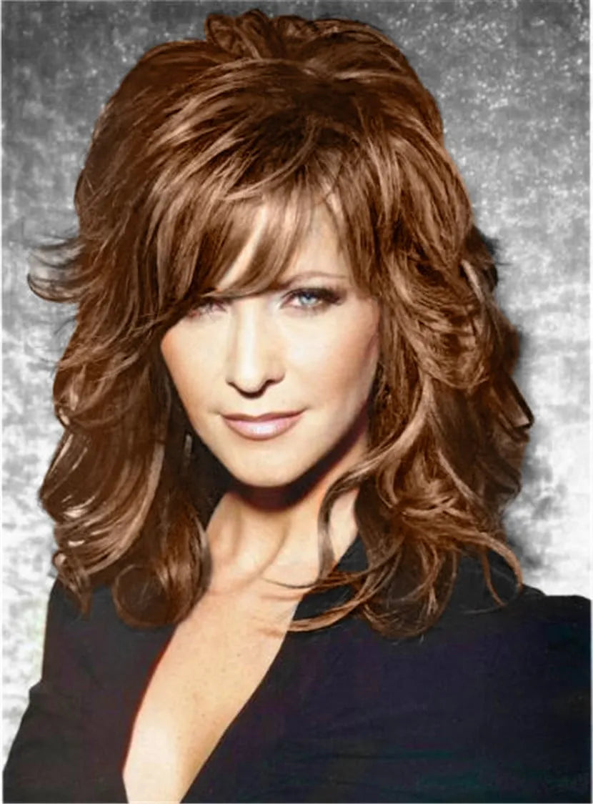 Lange geschichtete gewellte gemischte rote Kunsthaar-Perücken ohne Kappe 14 Zoll