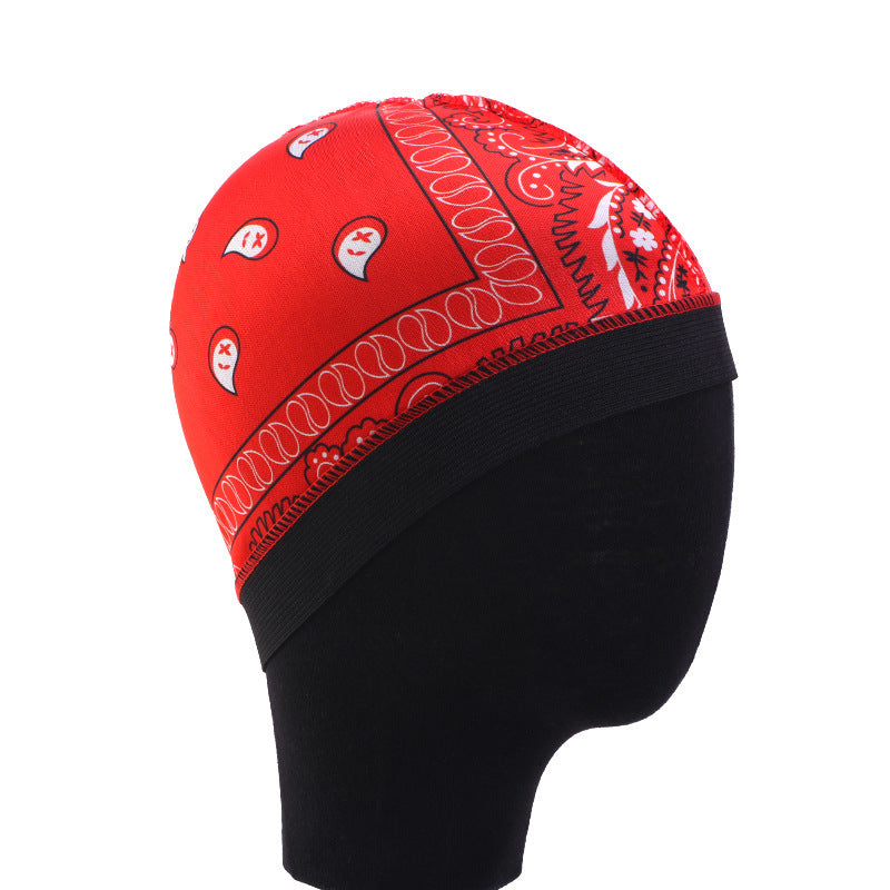 Cross-Border Hat with Cashew Flower Print, Elastic Round Hat, Faux Silk Wig Cap, Hair Loss Protection Cap Jdu-20E