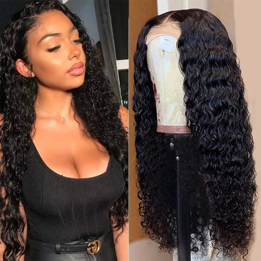 Deep Wave 4*4 Transparent Lace Closure Wigs