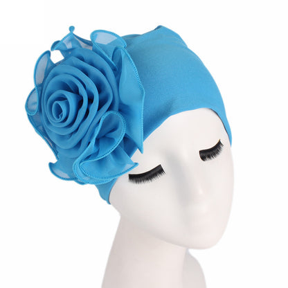 Large Floral Double-Layer Headscarf Hat, Hair Protection and Anti-Hair Loss Cap Tjm-295