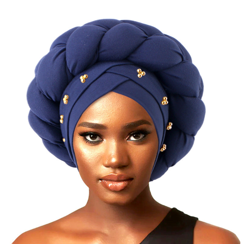 Cross-border supply African hat three-dimensional sponge hemp flower braid headscarf hat ethnic style clothing hat