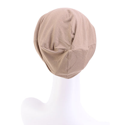 Modal stretch cotton pullover cap lined with Satin double-layer nightcap turban cap chemotherapy hat
