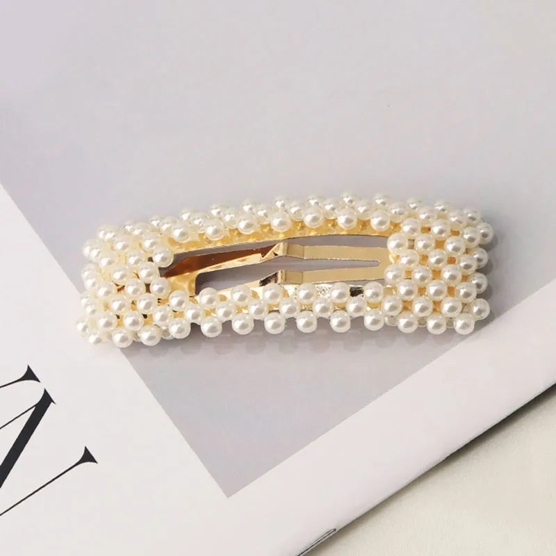 Women's Korean Style Pearl Inlaid Technic Barrette Hair Accessories For Prom Wedding Party Gift