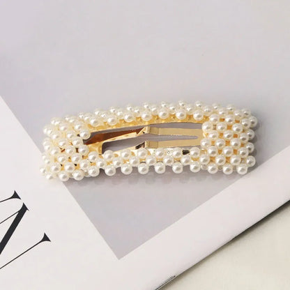 Women's Korean Style Pearl Inlaid Technic Barrette Hair Accessories For Prom Wedding Party Gift