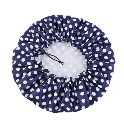 Double-layer printed waterproof shower cap dustproof and oil-proof cigarette cap adjustable beauty perm cap JDY-453A-1