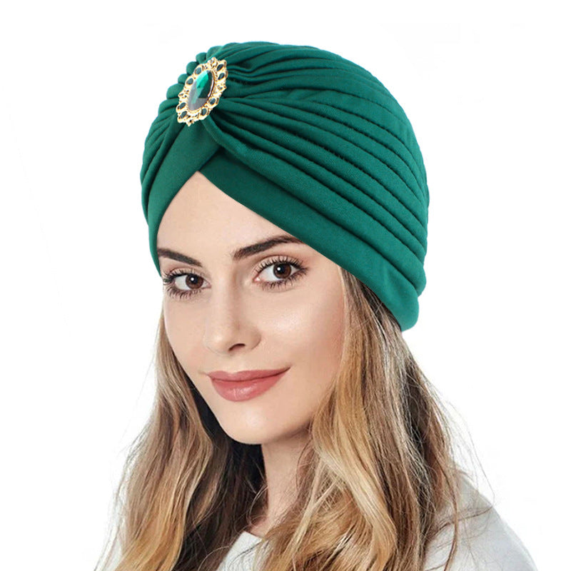 Cross-border new alloy diamond accessories Indian cap retro ethnic headscarf cap chemotherapy cap JDT-12J