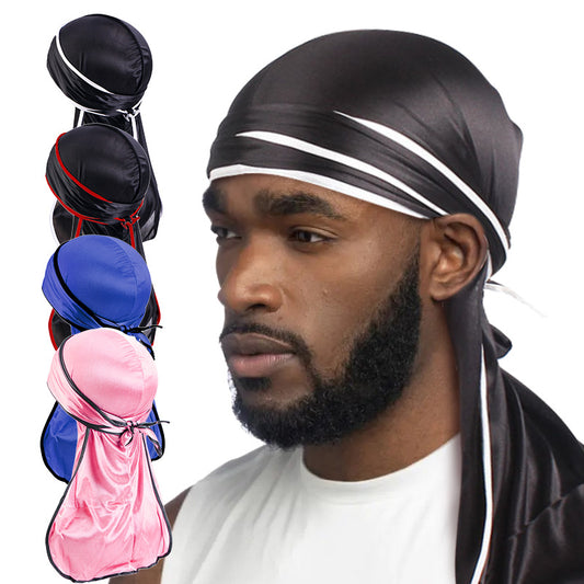Imitation Silk Edge Long Tail Pirate Hat Hip-Hop Cloak Towel Hat Toe Hat silky durag