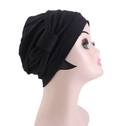 European and American popular solid color flat top knotted headscarf hat simple home hat confinement hat toe cap JDT-532