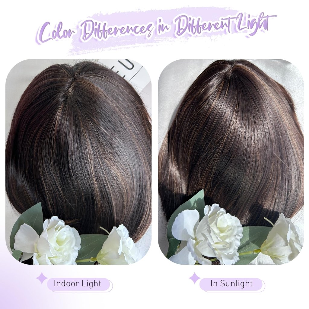 Human Hair Pieces Short Bob Hair Toppers with Bangs Side Part Hair