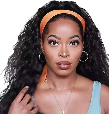 Headband Wig Kinky Curly Synthetic Hair Wigs for Black Women