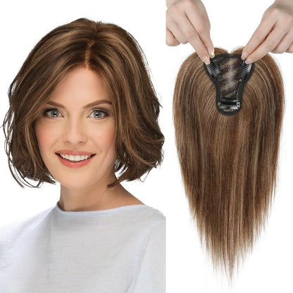 Real Human Hair Topper 10 inch Women Hair Toppers for Thinning Hair Light Grey Wigs