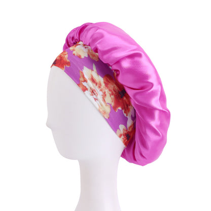 Printed hair band satin round hat nightcap beauty makeup hat headscarf cap JDB-301H