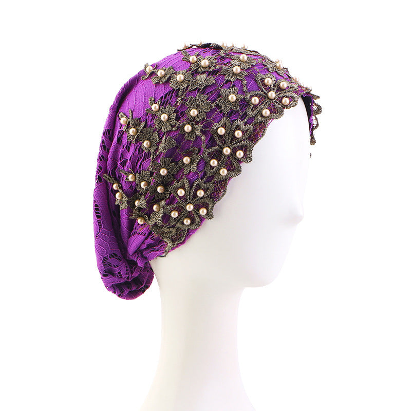Cross-Border Sequined Beaded Hui Ethnic Hat Turban Hat Hair Care Headscarf Hat Jdt-501A