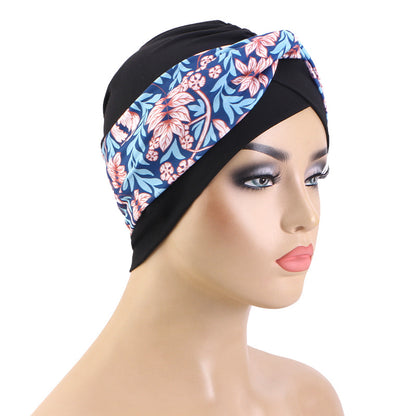 Cross-Border New Printed Ethnic Style Cross Turban Hat Elastic Turban Hat Indian Hat Jdt-503