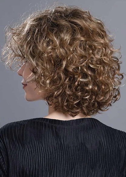 Erstaunlich realistischer Stil, mittellange, federnde, lockige Kunsthaar-Perücke ohne Kappe für Damen, 14 Zoll