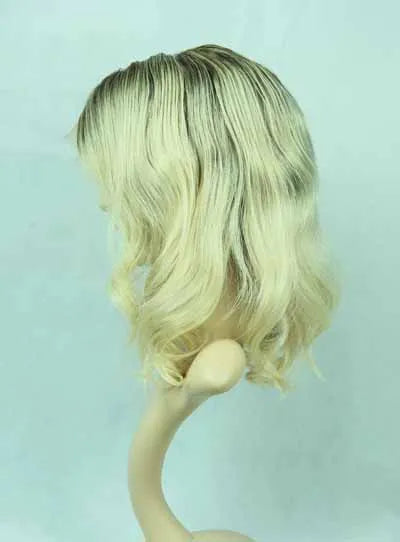Fluffy Medium Bob Human Hair Full Lace Wig 16 Inches