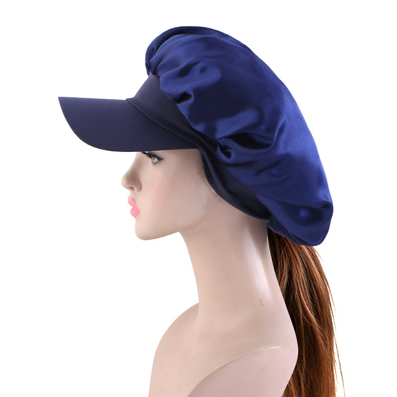 New Double-Layer Satin Brimmed Hat with Adjustable Buckle, Wide-Brimmed Sleep Cap, Hair Care Turban Hat, Hair Care Cap Jdb-301-2E