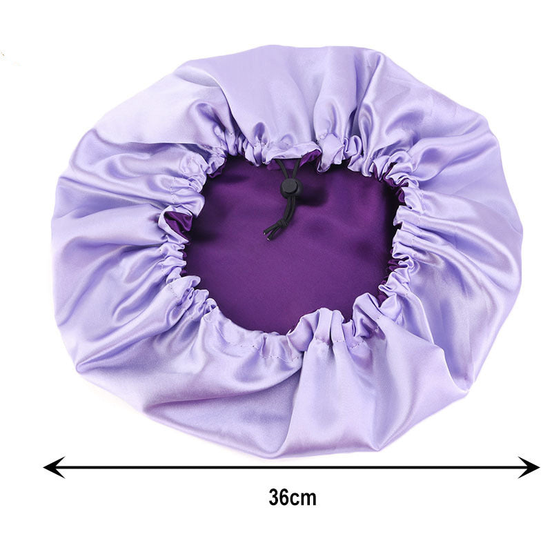 Adjustable Double-layer satin nightcap hair care cap custom LOGO solid color beauty and hairdressing advertising hat