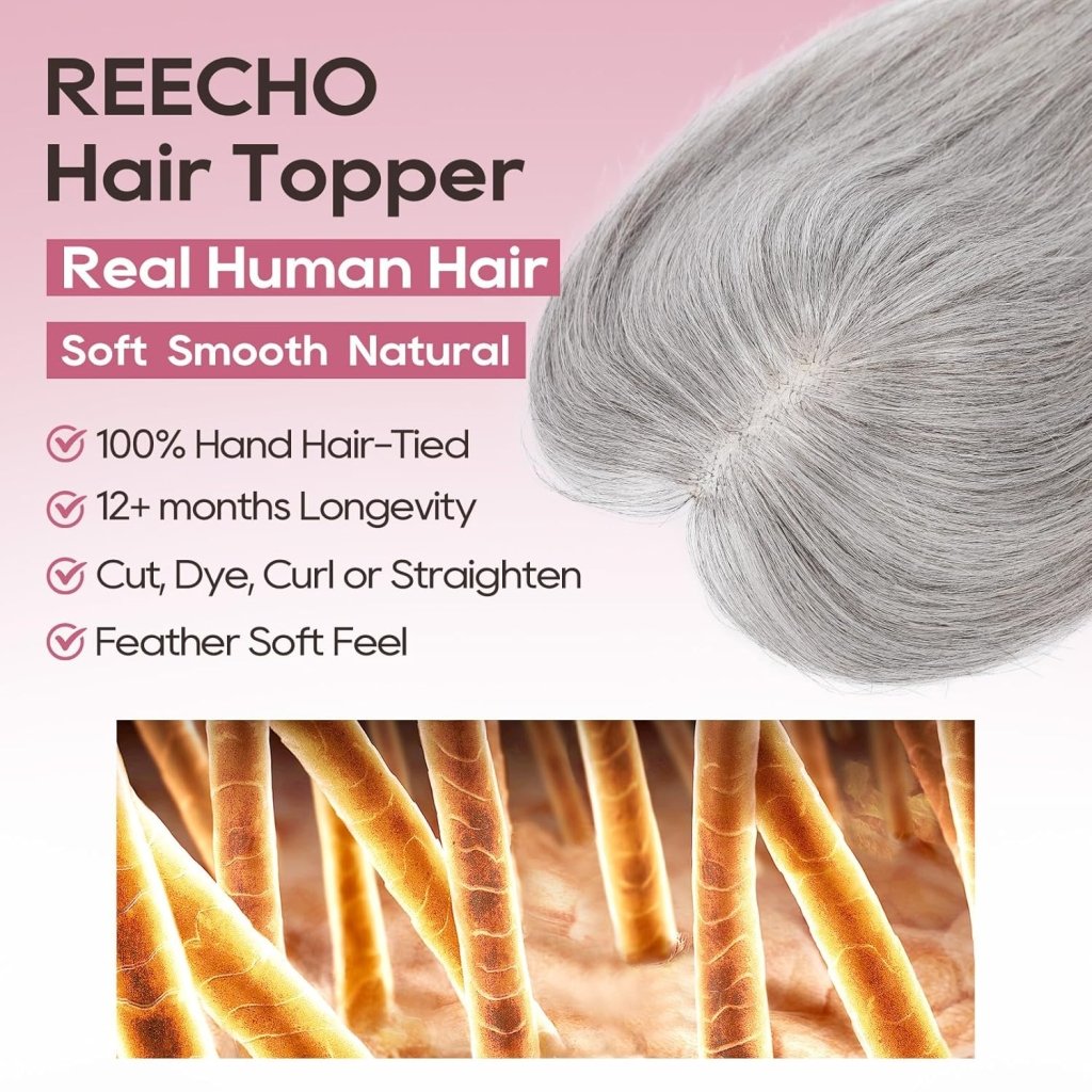 Hair Toppers for Women Real Human Hair Seamless Hair Piece with Bangs