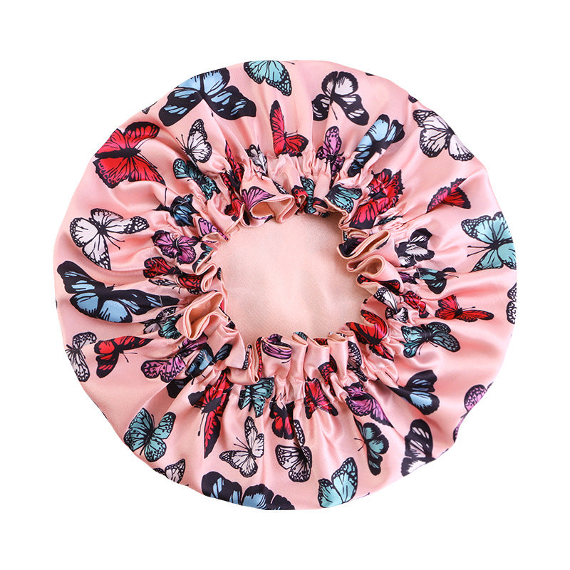 Children's Double-Layer Satin Butterfly Print Sleep Cap, Hair Care Headscarf, Shower Cap Jdkb-16G