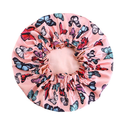 Children's Double-Layer Satin Butterfly Print Sleep Cap, Hair Care Headscarf, Shower Cap Jdkb-16G