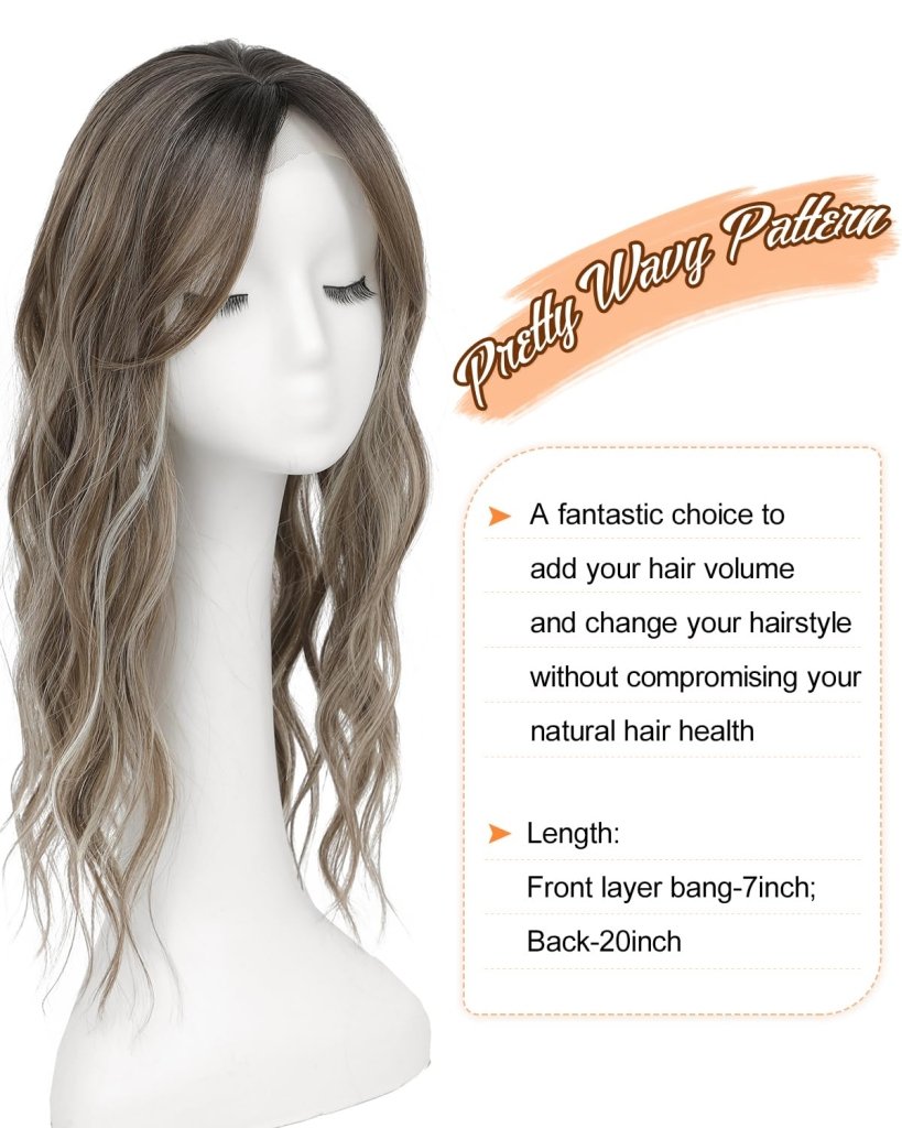 20Inch Wavy Hair Topper for Women Add Volume&Cover Thinning Hair with Natural Looking Hair Piece