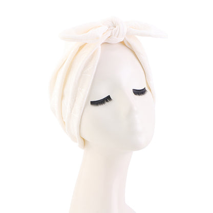 European and American new bow shaped headscarf hat for women, fashionable elastic headband cloth hat JDT-521