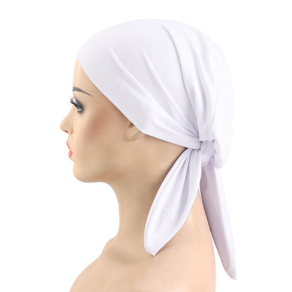 Cross border new solid color double-layer elastic ribbon headscarf cap strap headband hair care cap JDT-29