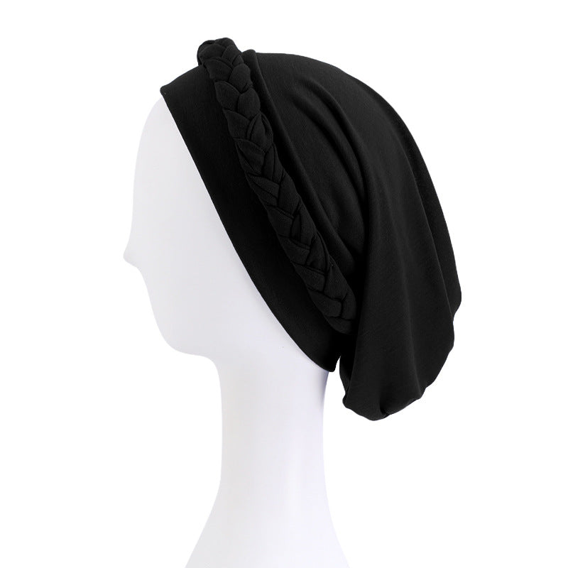 Amazon European and American Pure Color Elastic Ethnic Style Baotou Hat Twist Braid Chemotherapy Cap Confinement Cap Jdt-429C