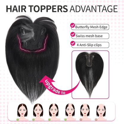 Hair Toppers wigs for Women Real Human Hair with Thinning Hair Lace Base Hair Pieces