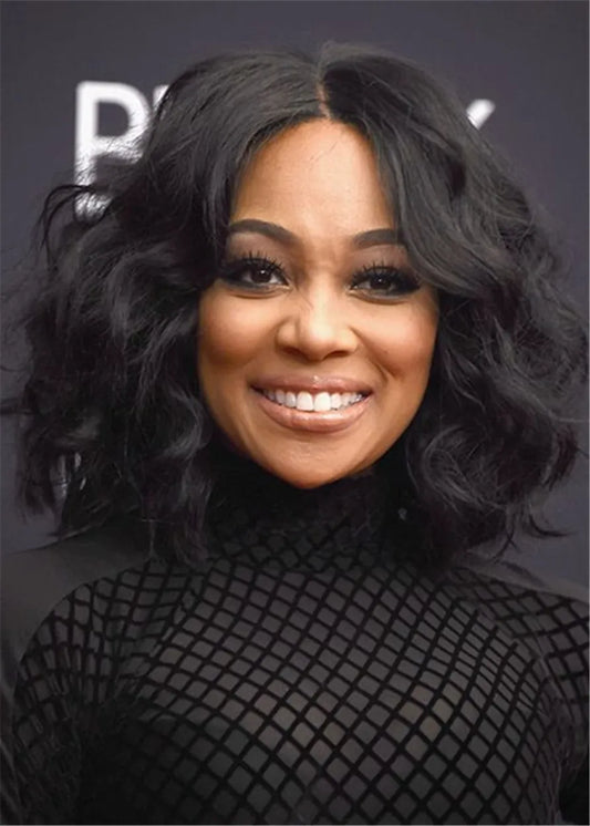 Middle Parted Synthetic Wavy Hair Lace Front Afro Wig