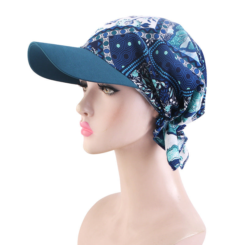 New Style Printed Brimmed Triangle Headscarf Hat, Outdoor Sunshade Head Wrap Cloth Hat Jdt-234P