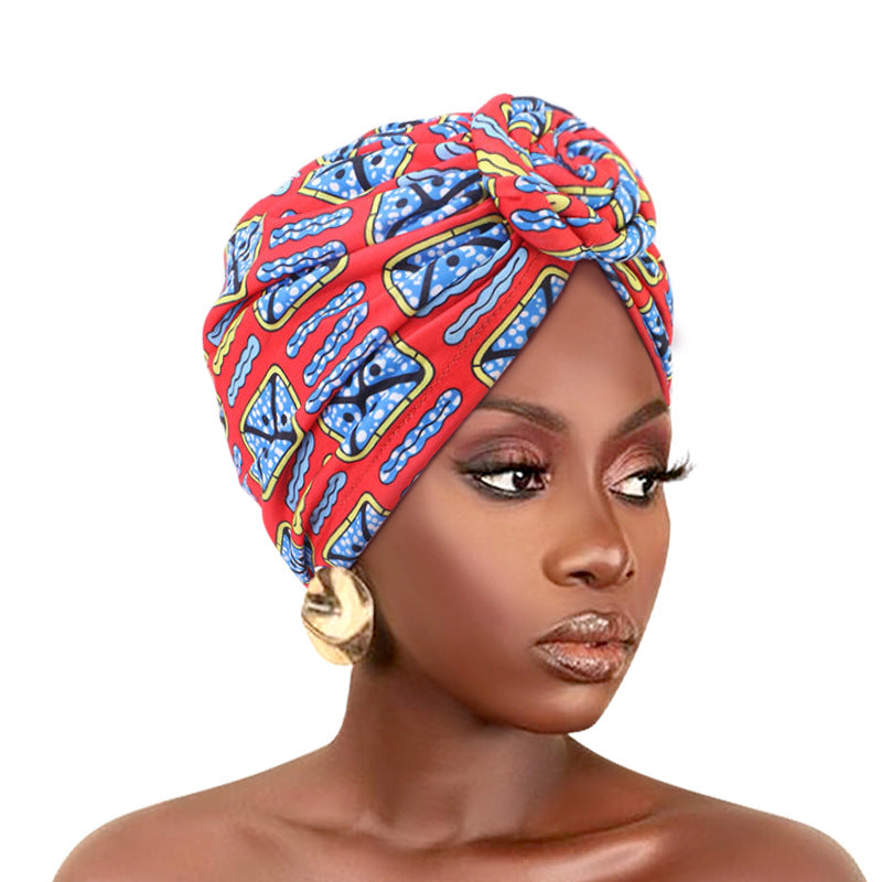 Amazon European and American ethnic style plate Flower headscarf cap elastic printing Indian cap chemotherapy cap TJM-342B