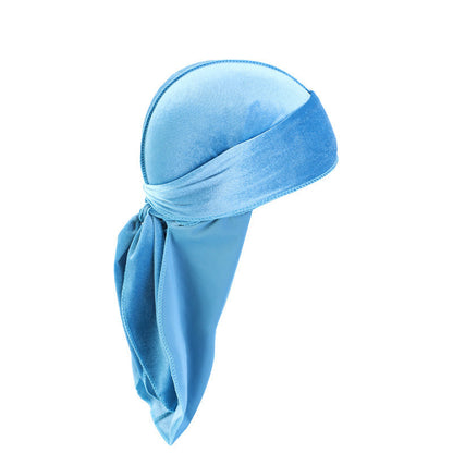 European and American fashion Korean velvet long tail pirate hat strap turban hat hip hop Cape velvet durags