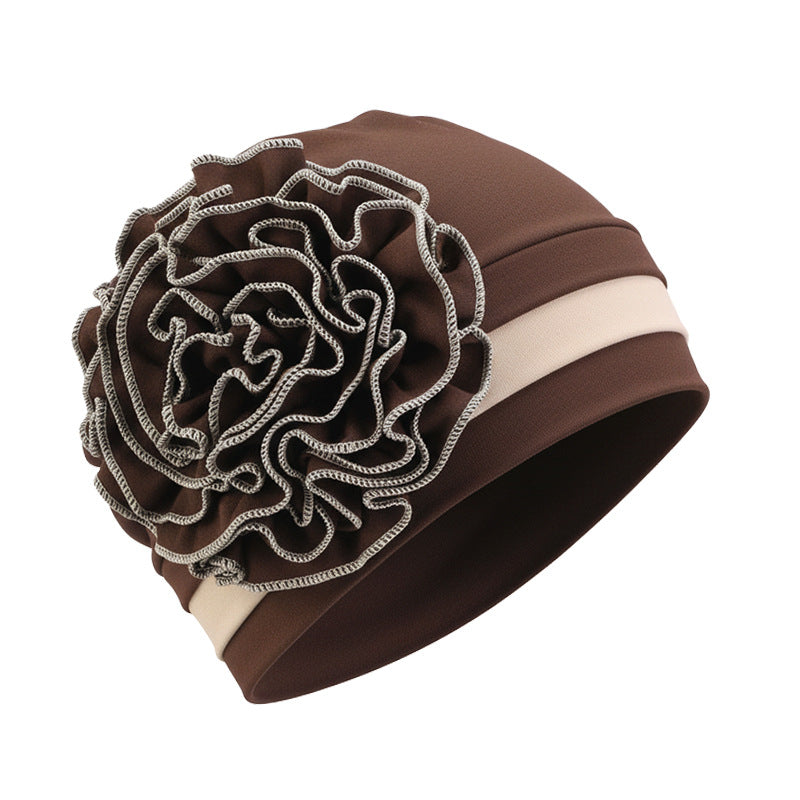 New Two-Tone Floral Pattern Headscarf Hat, Pullover Hat, Postpartum Hat, Chemotherapy Hat, African Style Hat Jdt-512