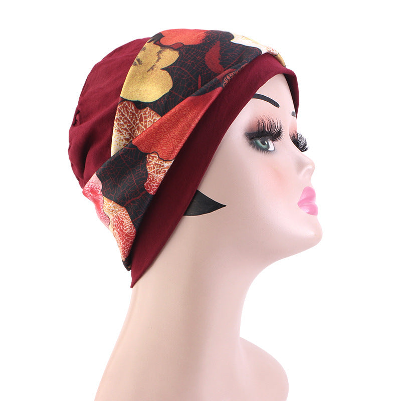 New Cross-Border Bohemian Style Printed Cross-Turban Hat, Elastic Head Wrap Hat, Hair Care Hat Jdt-505