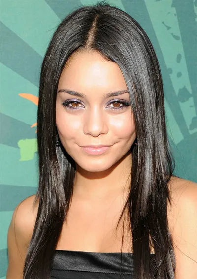 Vanessa Hudgens Hairstyle Super Smooth Custom Fashion Natural Long Straight Black Lace Wig 18 Inches