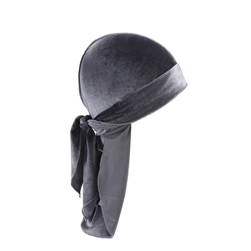 European and American fashion Korean velvet long tail pirate hat strap turban hat hip hop Cape velvet durags