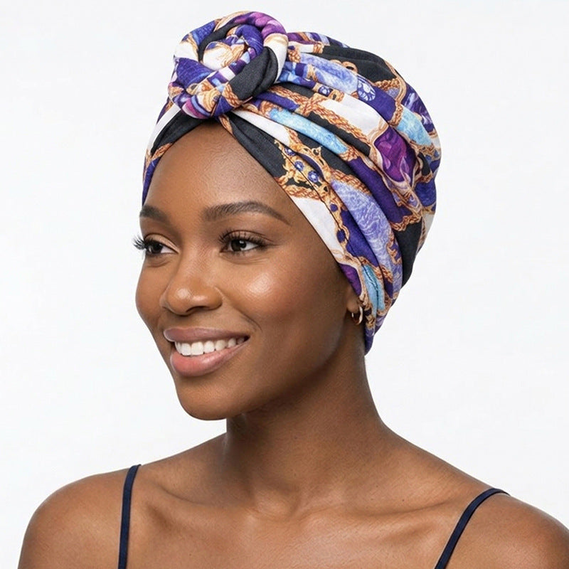 Amazon European and American ethnic style plate Flower headscarf cap elastic printing Indian cap chemotherapy cap TJM-342B